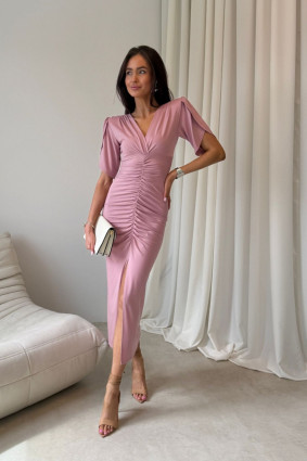 Midi-Kleid in dunklem Rosaton