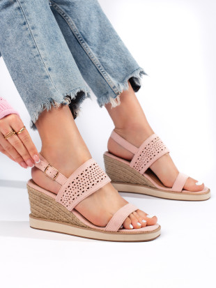 Rosa Damen Sandalen mit Keilabsatz