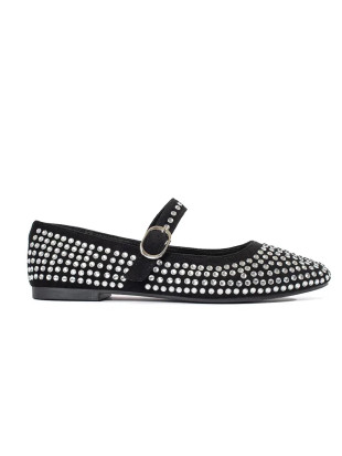 Schwarze Damen Ballerinas mit Nieten