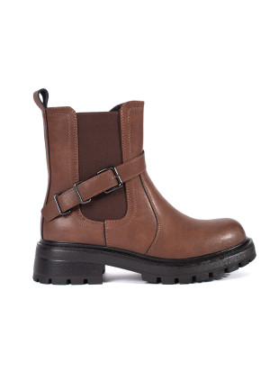 Braune Damen Leder Stiefeletten mit Plateau von Sergio Leone