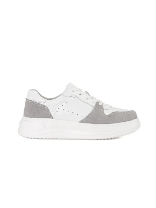 Weiße Leder Sneakers auf Plattform