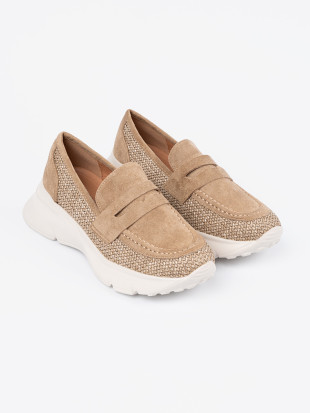 Beige Halbschuhe mit dicker Sohle