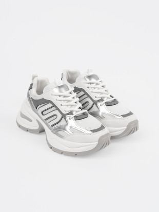Weiße Damen Sneakers mit silbernen Akzenten