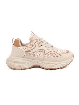 Helle beige Damen Sneakers auf Plattform