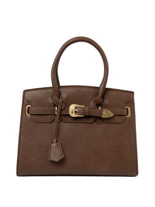 Braune Handtasche mit dekorativer goldener Schnalle