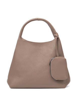 Elegante dunkelbeige Handtasche mit Kosmetiktasche