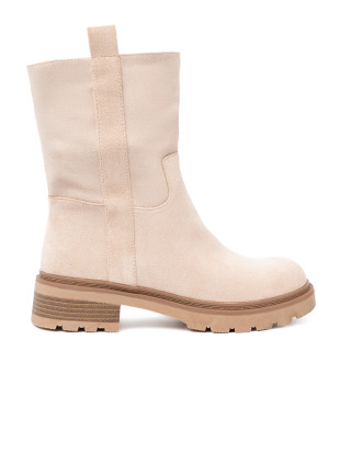 Moderne hellbeige Stiefeletten mit einfachem Design