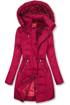 Warme Steppjacke mit Kapuze Burgundy