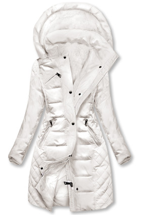 Warme Steppjacke mit Kapuze Ecru