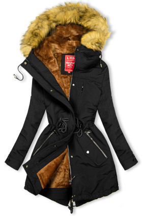 Parka mit Tunnelzug zum Einstellen der Weite schwarz