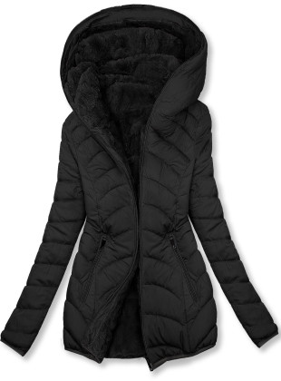 Gesteppte Wendejacke mit Futter - Plüsch schwarz/grau