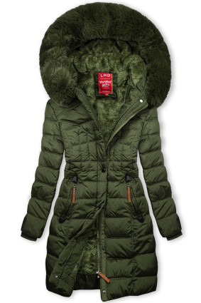 Wintermantel mit Teddy-Futter Khaki