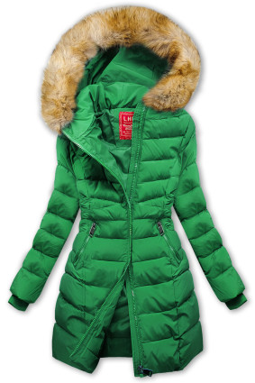 Winterjacke mit abnehmbarem Fellimitat Grün