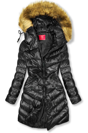 Winterjacke in glänzender Optik schwarz