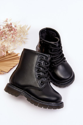 Schwarze Stiefelette aus Kunstleder mit Reißverschluss