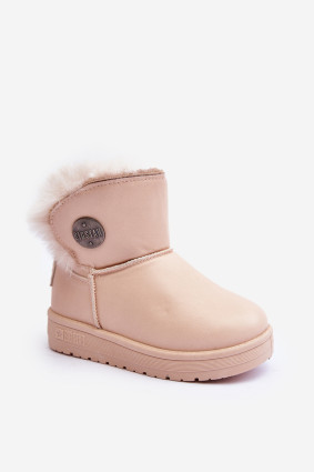 Beige gefütterte Schneestiefel mit Fell
