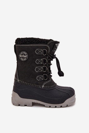 Schwarze Winterstiefel aus Kunstleder mit Fellfutter