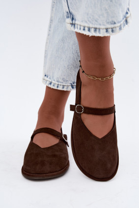 Barefoot Ballerina mit Riemen aus braunem Wildlederimitat