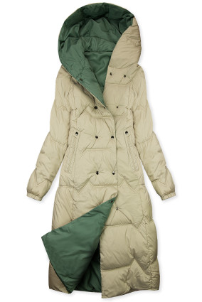 Doppelseitiger Wintermantel Beige/Grün
