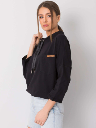 Schwarzer Oversize Baumwollpullover