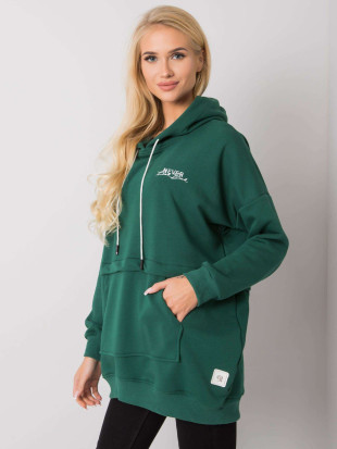 Dunkelgrüne Damen Kapuzenpullover