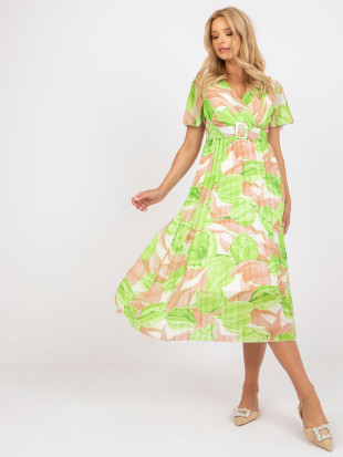 Blumen Midi Kleid in Hellgrün