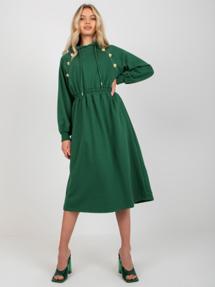 Dunkelgrünes ausgestelltes Kapuzenkleid