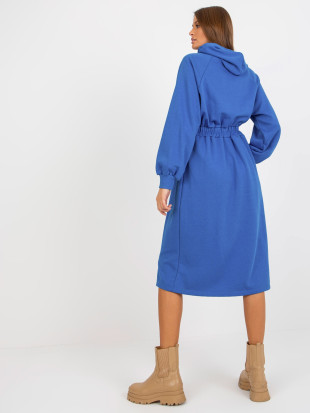 Dunkelblaue ausgestellte Sweatkleid mit Knöpfen