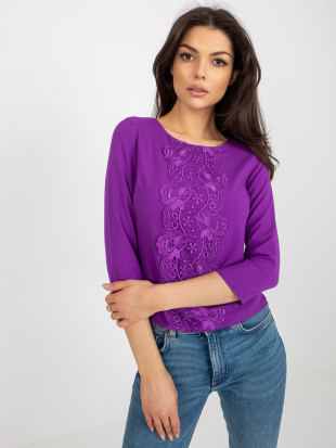 Lila elegante Bluse mit 3/4-Ärmeln