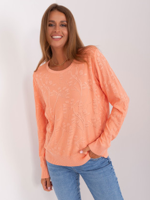 Pfirsichfarbener klassischer Pullover mit Muster