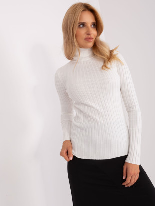 Ecru figurbetontes Sweatshirt mit Rollkragen