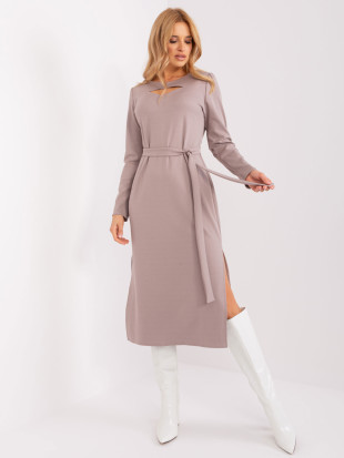 Beige Cocktailkleid mit Schlitzen