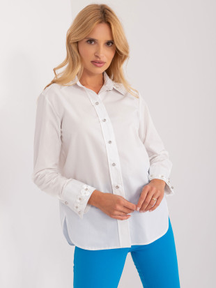 Klassische weiße Bluse mit Zirkonia