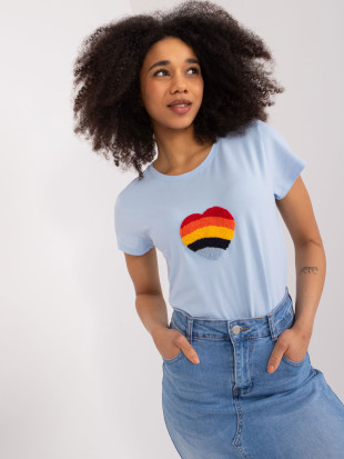 Stilvolle blaue Bluse mit Applikation