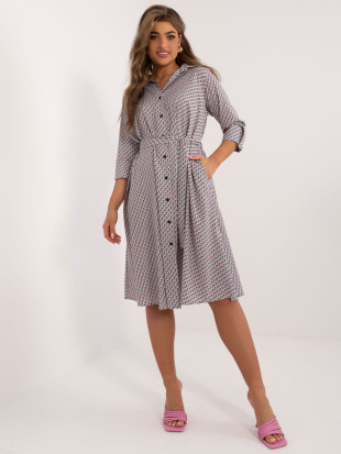 Elegantes graues Midi-Kleid mit 3/4-Ärmeln