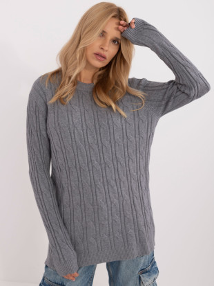 Stylischer grauer Pullover mit langen Ärmeln