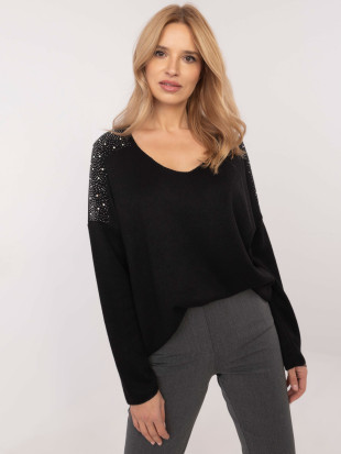 Eleganter schwarzer Pullover mit Applikation