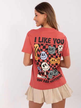 Korallen T-Shirt mit kurzen Ärmeln