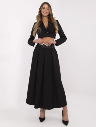 Eleganter Maxi-Rock mit Gürtel und Taschen