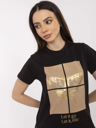 Stylisches schwarzes T-Shirt mit Applikation