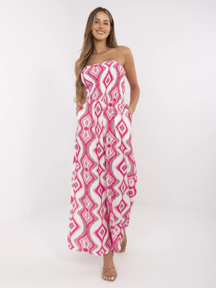Weiß-rosa Overall mit geometrischem Muster