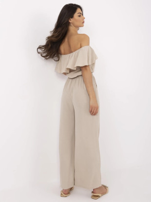 Beige Overall mit Rüschen