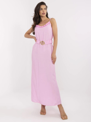 Maxikleid mit Gürtel in Rosa