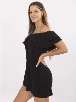 Stylischer schwarzer Overall mit Rüschen