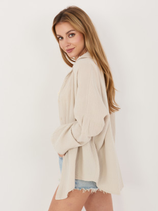 Beiges Baumwollhemd mit Kragen