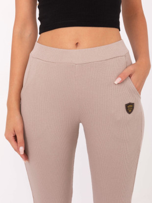 Beige gerippte Jogginghose
