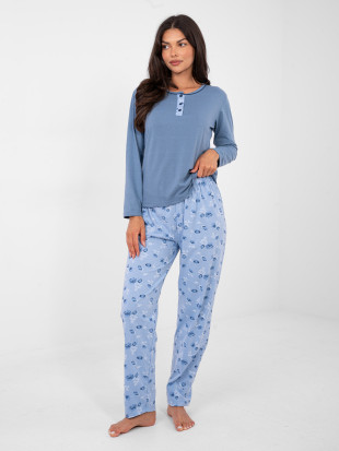 Damen-Baumwollpyjama mit Blumenmuster