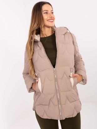 Beige Übergangsjacke mit Kapuze