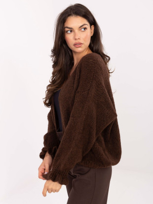 Brauner Cardigan mit Volant
