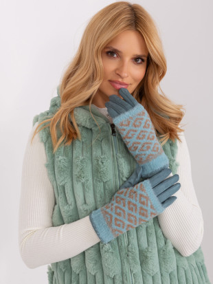 Grüne Handschuhe mit geometrischem Muster